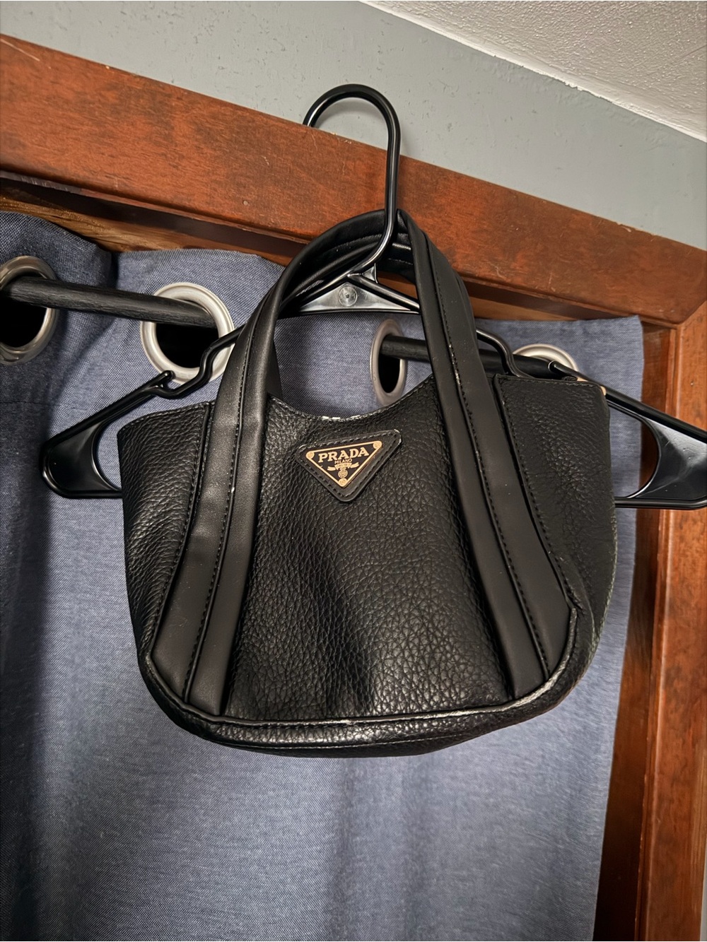 Black Pebbled Leather Mini Tote